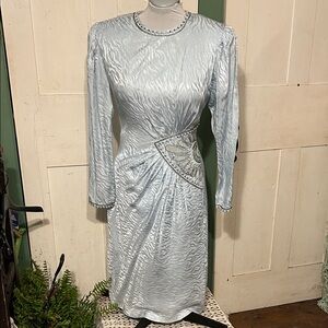 EC Vntg D'ore 100% Silk Evening Cocktail Dress 90-Y2K Wedding MotherBrideGroom